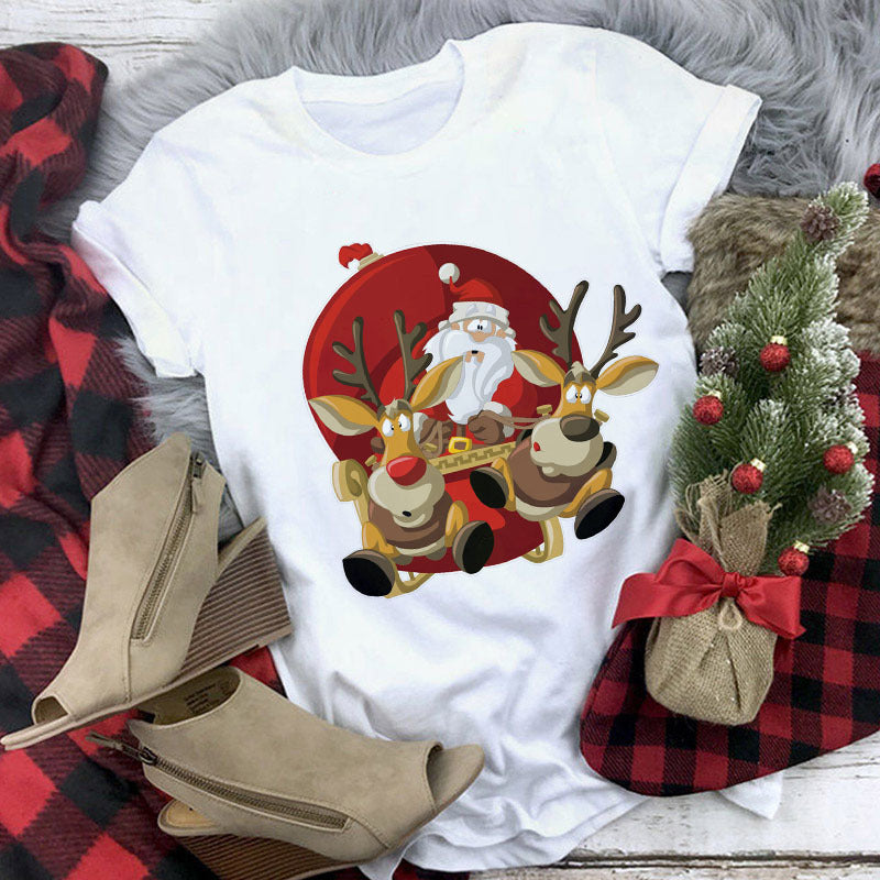 Christmas Multi Design Print Crew Neck T-shirt Top