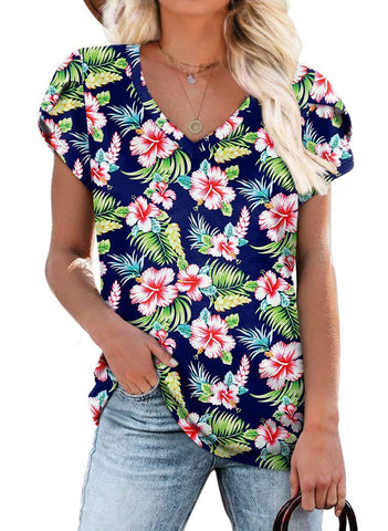 Multi Pattern V-neck Women's Top