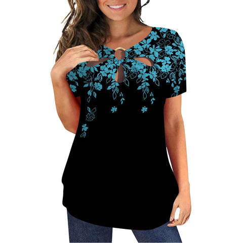 Fashion Cut and Design Round Neck Short Sleeve Top