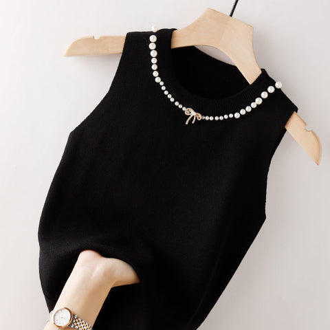 Beaded Ice Silk Camisole Women's Spring And Summer Slim Fit