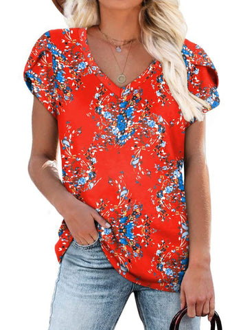 Multi Pattern V-neck Women's Top