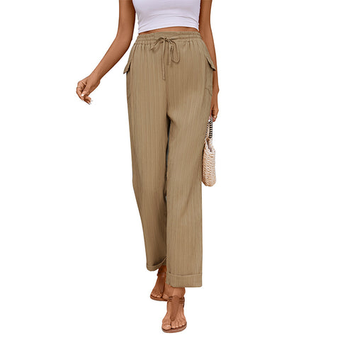 Pleated Casual Tie Pants