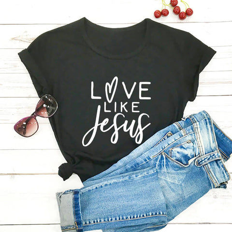 Love Like Jesus Women's Round Neck Short Sleeve T-Shirt Top