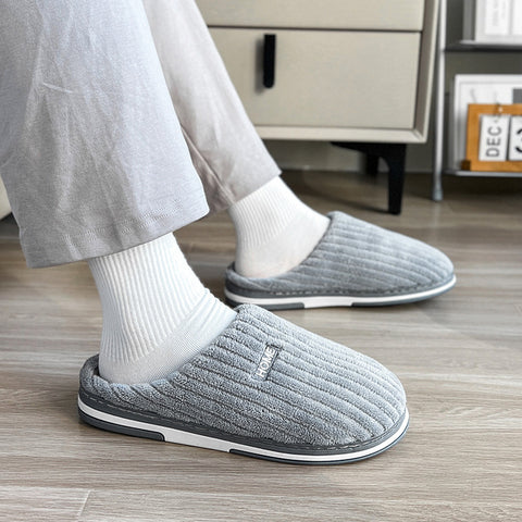 Solid Color Simple Cotton Winter Non-slip Home Warm Plush Slippers