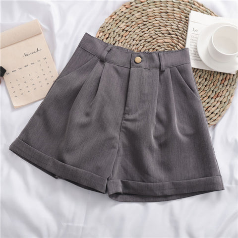 Roll-up Wide-leg Casual Shorts