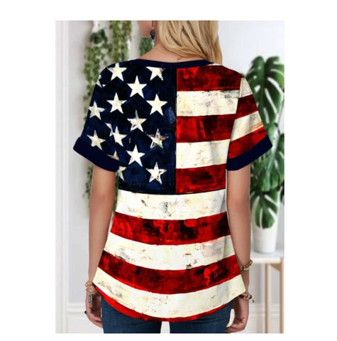 Graffiti Stars And Stripes Print Women's Top