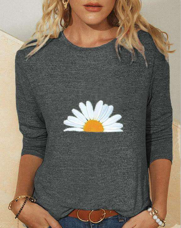 Casual Daisy Pullover Round Neck Loose Top