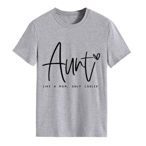 AUNT LIKE A MOM Round Neck Loose Short Sleeve T-shirt