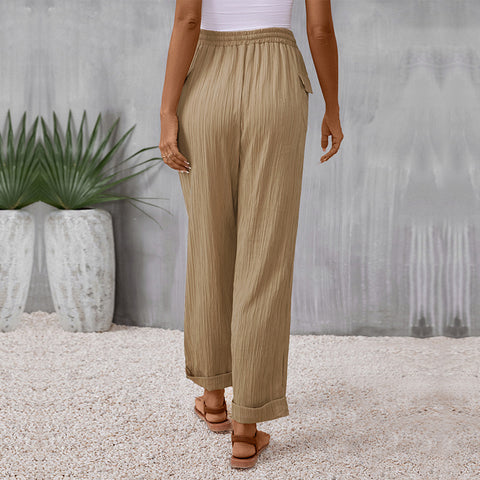 Pleated Casual Tie Pants