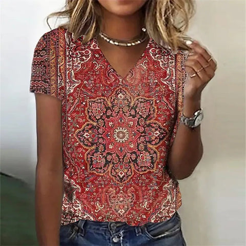 Women's Floral Print Short Sleeve Top