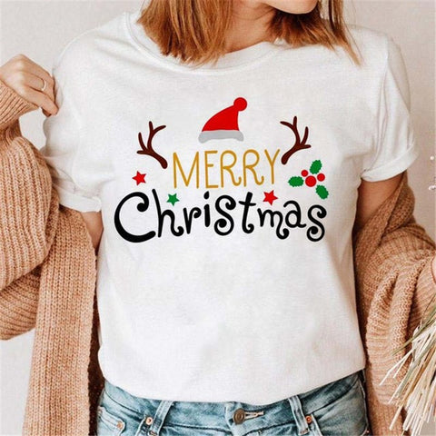 Christmas Multi Design Short Sleeve Tops