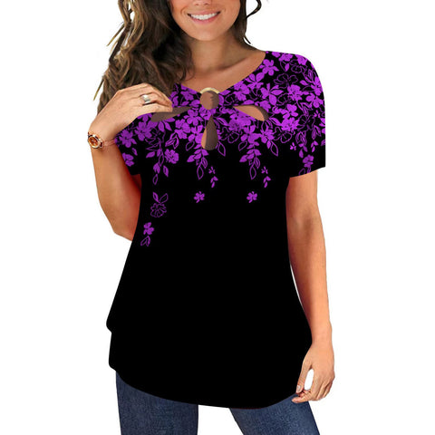 Fashion Cut and Design Round Neck Short Sleeve Top