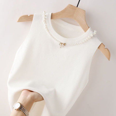 Beaded Ice Silk Camisole Women's Spring And Summer Slim Fit