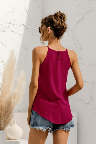 Sleeveless Hanging Neck Solid Color Tank