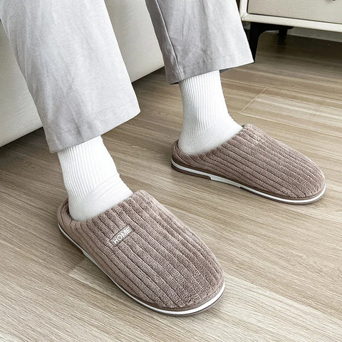 Solid Color Simple Cotton Winter Non-slip Home Warm Plush Slippers