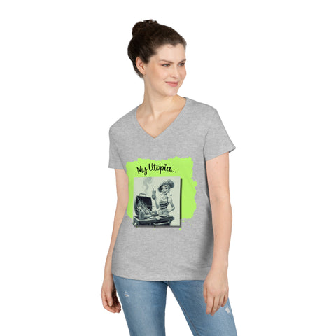 Ladies' V-Neck T-Shirt - Grilling 2 - Fun and Fashionable