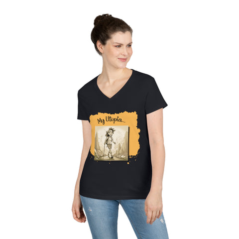 Ladies' V-Neck T-Shirt - Hiking - Positivity Mode