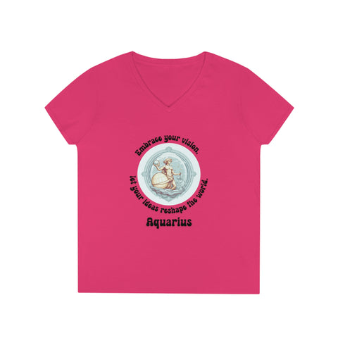 Ladies' V-Neck T-Shirt - Aquarius - Embrace your vision, let your ideas reshape the world