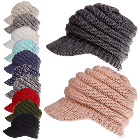 Ponytail Beanie Hats Soft Knit Caps