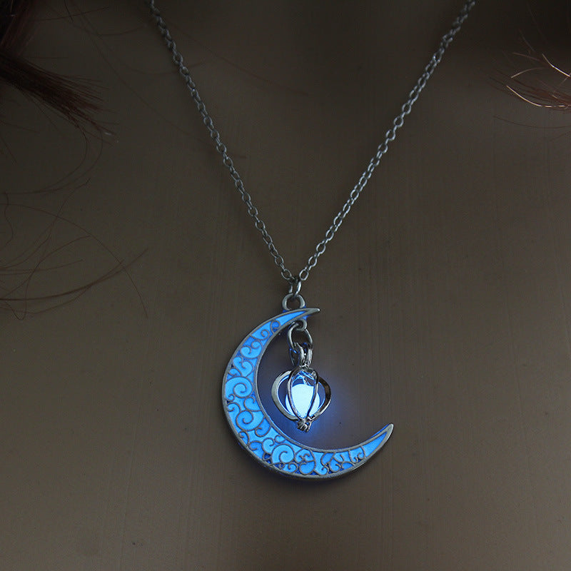 Glowing Pendant Necklaces Silver Plated Chain