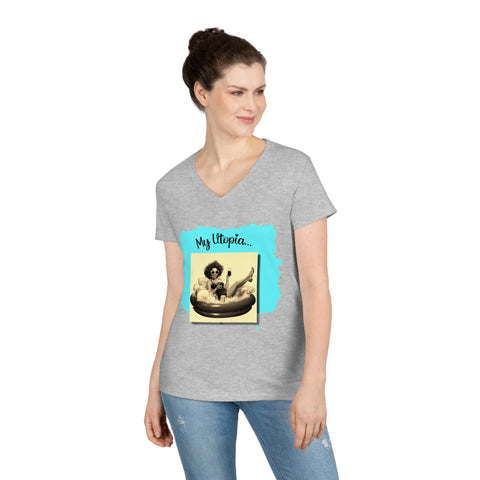 Ladies' V-Neck T-Shirt - Pool Day - Happy Hideaway