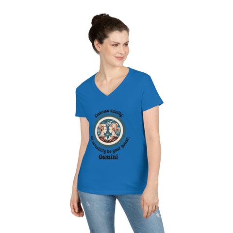 Ladies' V-Neck T-Shirt - Gemini - Embrace duality, let versatility be your power