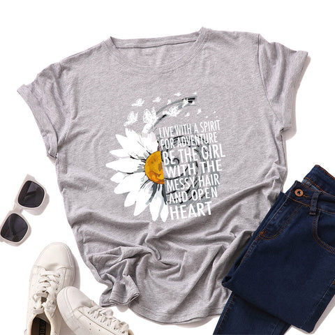 Live With The Spirit Of Adventure, Messy Hair And Open Heart T-Shirt