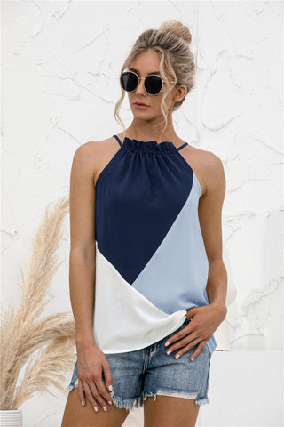 Halter Neck Strap Contrast Color Tank