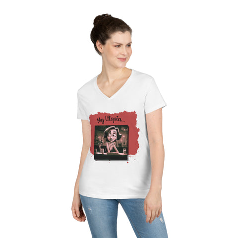 Ladies' V-Neck T-Shirt - Night Out - Happy Haven