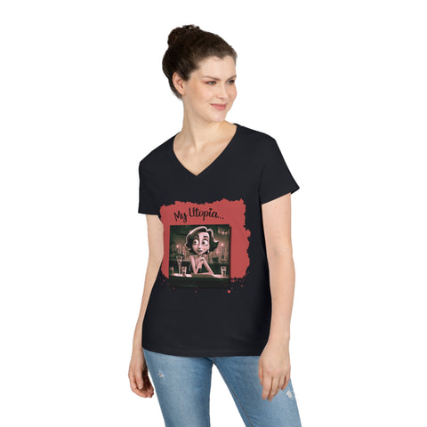 Ladies' V-Neck T-Shirt - Night Out - Happy Haven