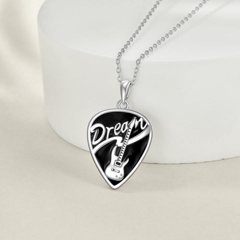 Sterling Silver Music Guitar Pick Pendant Necklace