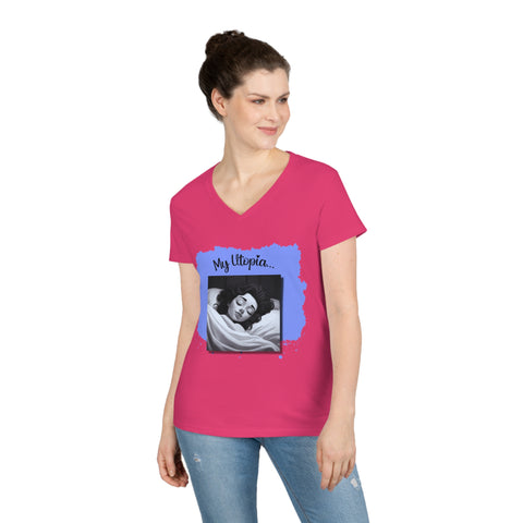 Ladies' V-Neck T-Shirt - Sleeping - Fun and Fabulous