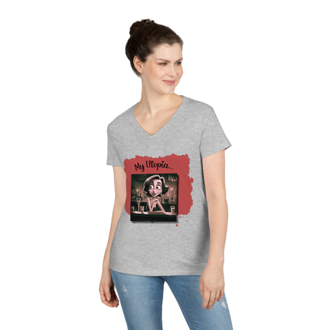 Ladies' V-Neck T-Shirt - Night Out - Happy Haven