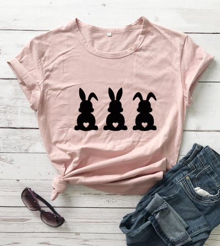 Easter Love Bunny Pattern Short Sleeve Tee