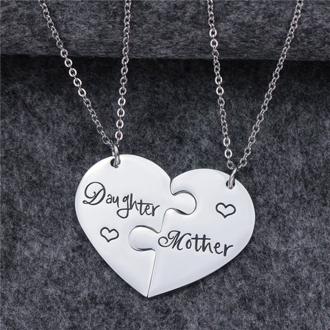 Stainless Steel Mother/Daughter Pendant Necklace