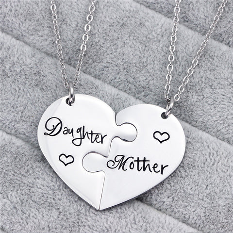 Stainless Steel Mother/Daughter Pendant Necklace