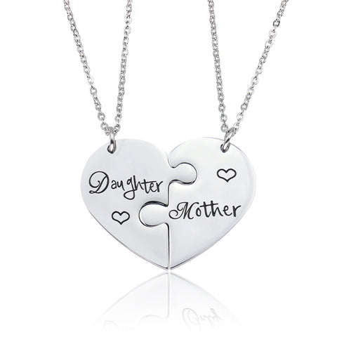 Stainless Steel Mother/Daughter Pendant Necklace