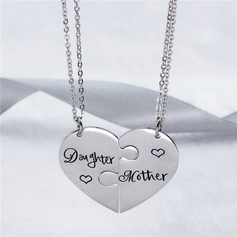 Stainless Steel Mother/Daughter Pendant Necklace