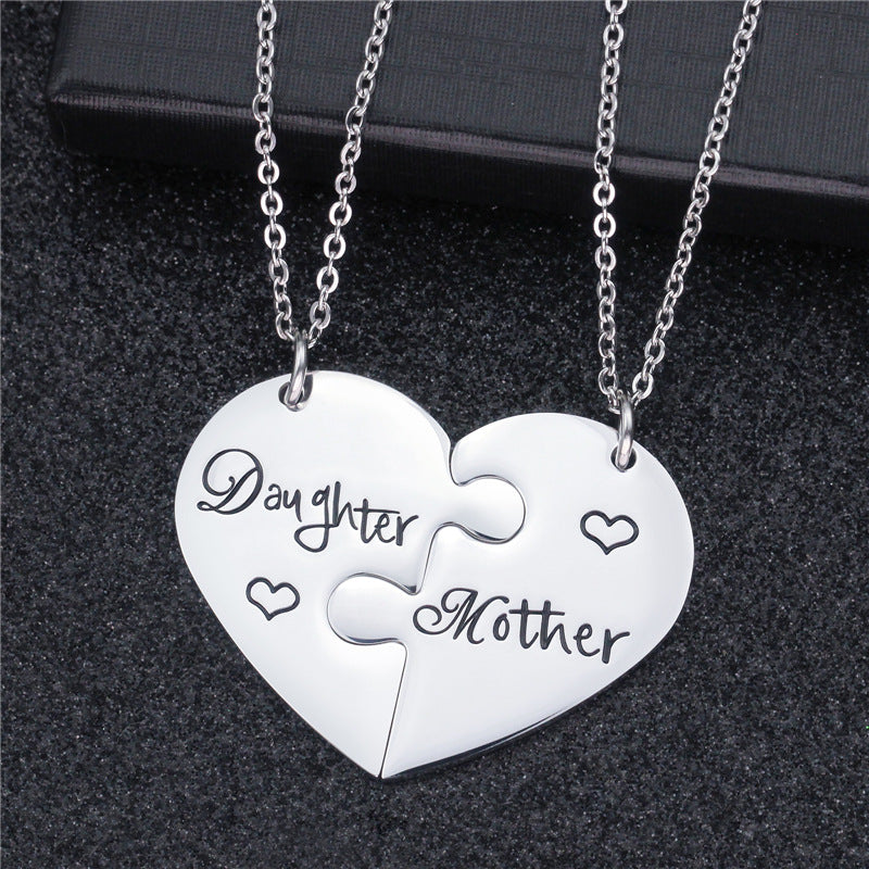 Stainless Steel Mother/Daughter Pendant Necklace