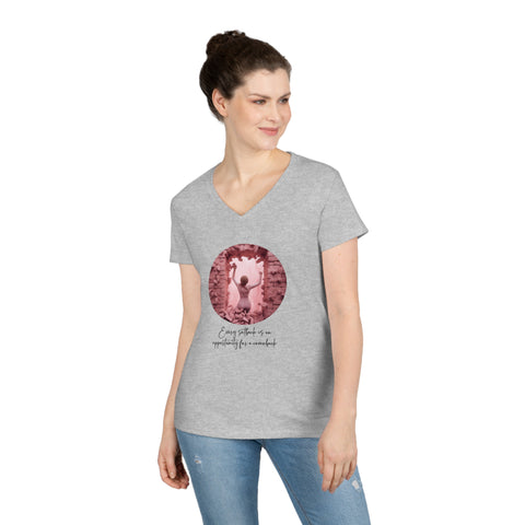 Ladies' V-Neck T-Shirt - Every setback is an opportunity for a comeback