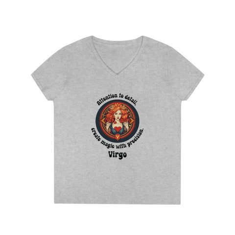 Ladies' V-Neck T-Shirt - Virgo - Attention to detail, create magic with precision