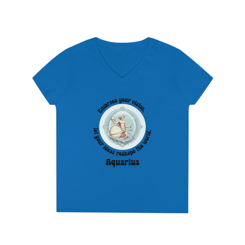 Ladies' V-Neck T-Shirt - Aquarius - Embrace your vision, let your ideas reshape the world