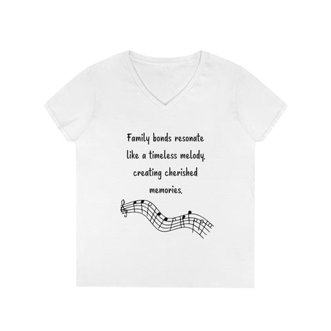 Ladies' V-Neck T-Shirt -  Family bonds resonate like a timeless melody, creating cherished memories.