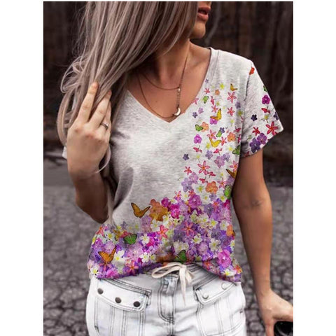 Floral Print V-neck Top