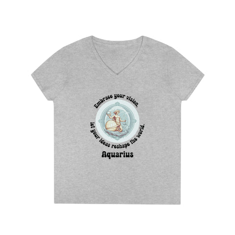 Ladies' V-Neck T-Shirt - Aquarius - Embrace your vision, let your ideas reshape the world