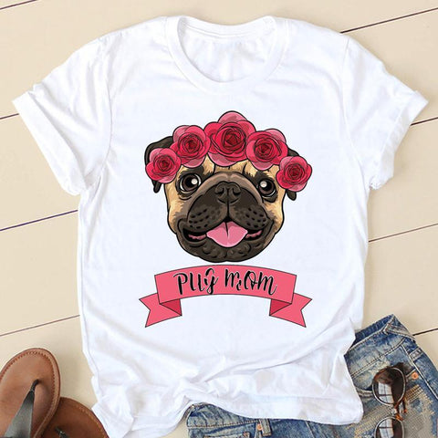 Dog Mom, Pug Mom, Paw T-Shirt