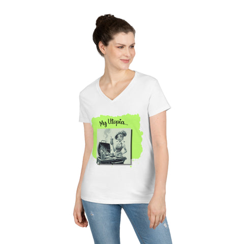 Ladies' V-Neck T-Shirt - Grilling 2 - Fun and Fashionable