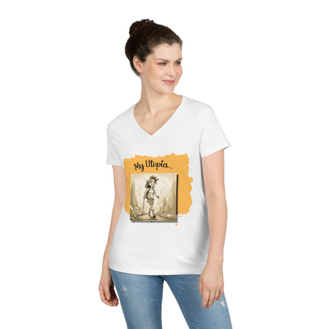 Ladies' V-Neck T-Shirt - Hiking - Positivity Mode