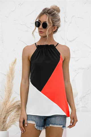 Halter Neck Strap Contrast Color Tank