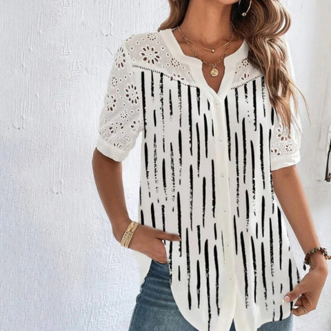 Fashion Breasted Lapel Short-sleeved Women's Top